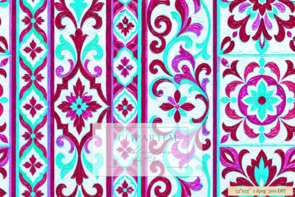 Download Boho Damask Tile Magenta Teal Pattern - Premium Bundle