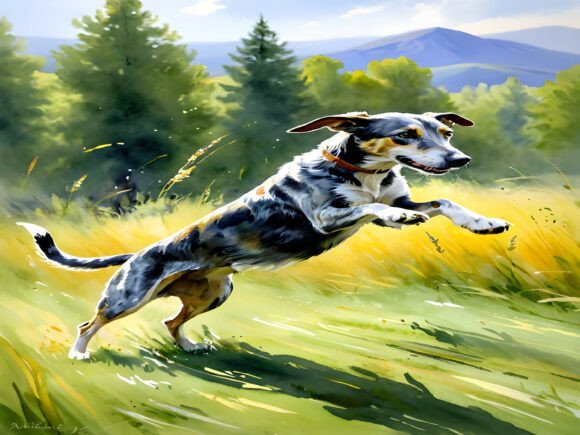 Download Wall Art a Painting of a Dog Running - Premium Bundle