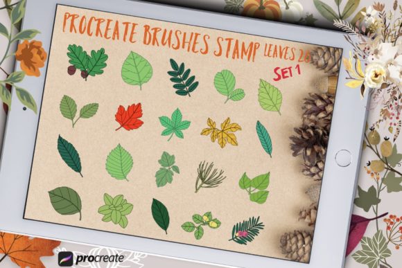 Download Procreate Brushes Stamp Leaves Set 1 - Premium Resources